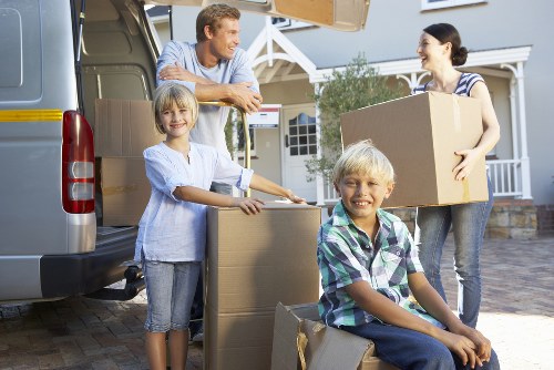 Household boxes and furniture prepared for flat removals