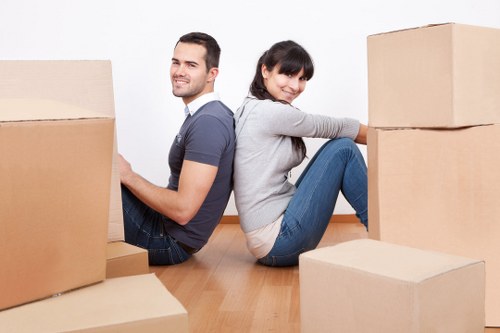 Organised boxes and wrapping materials for a west London relocation